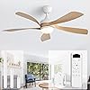 Sofucor 52 Inch Ceiling Fans with Lights and Remote, Outdoor Ceiling Fan with Light 6-Speed 3 CCT 3-Timer, Modern Low Profile Ceiling Fan 5 Blade Reversible DC Motor for Living Room Bedroom Patio