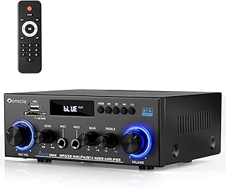 Romicta Amplificatore Audio Stereo 800W, Bluetooth 5.0, Lettore USB/SD, Radio FM, 2 Microfoni con Eco, Telecomando, per Home Theater e Hi-Fi