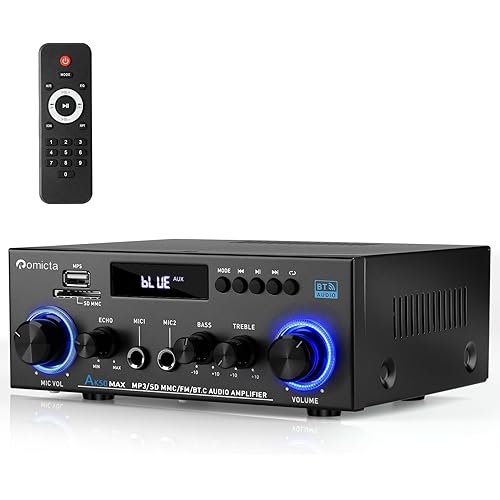 AK50MAX Stereo Audio Amplifier, 400W Home 2 Channel Bluetooth 5.0 Power Amplifier System, Home Amplifiers FM Radio, Echo, USB, SD Card,AUX with Remote Control Home Theater Audio Stereo System
