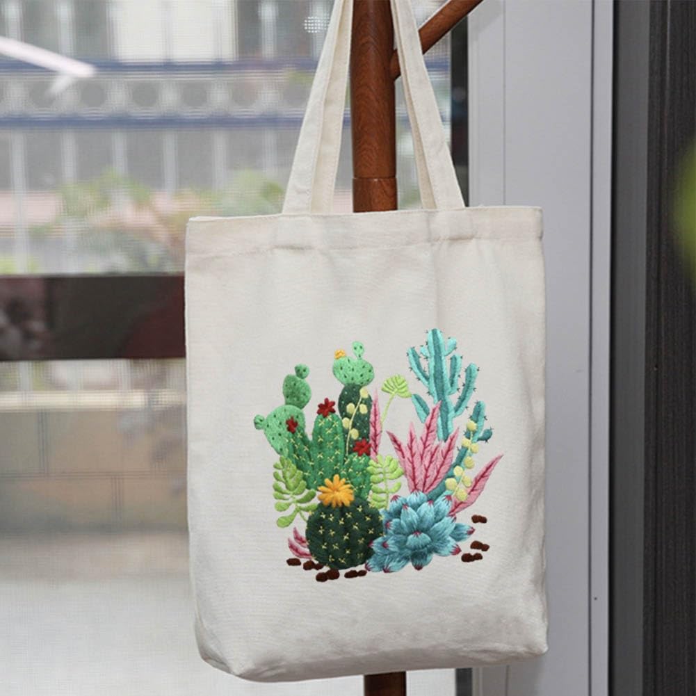 Beginner Embroidery Kit - DIY Canvas Tote Bag -4