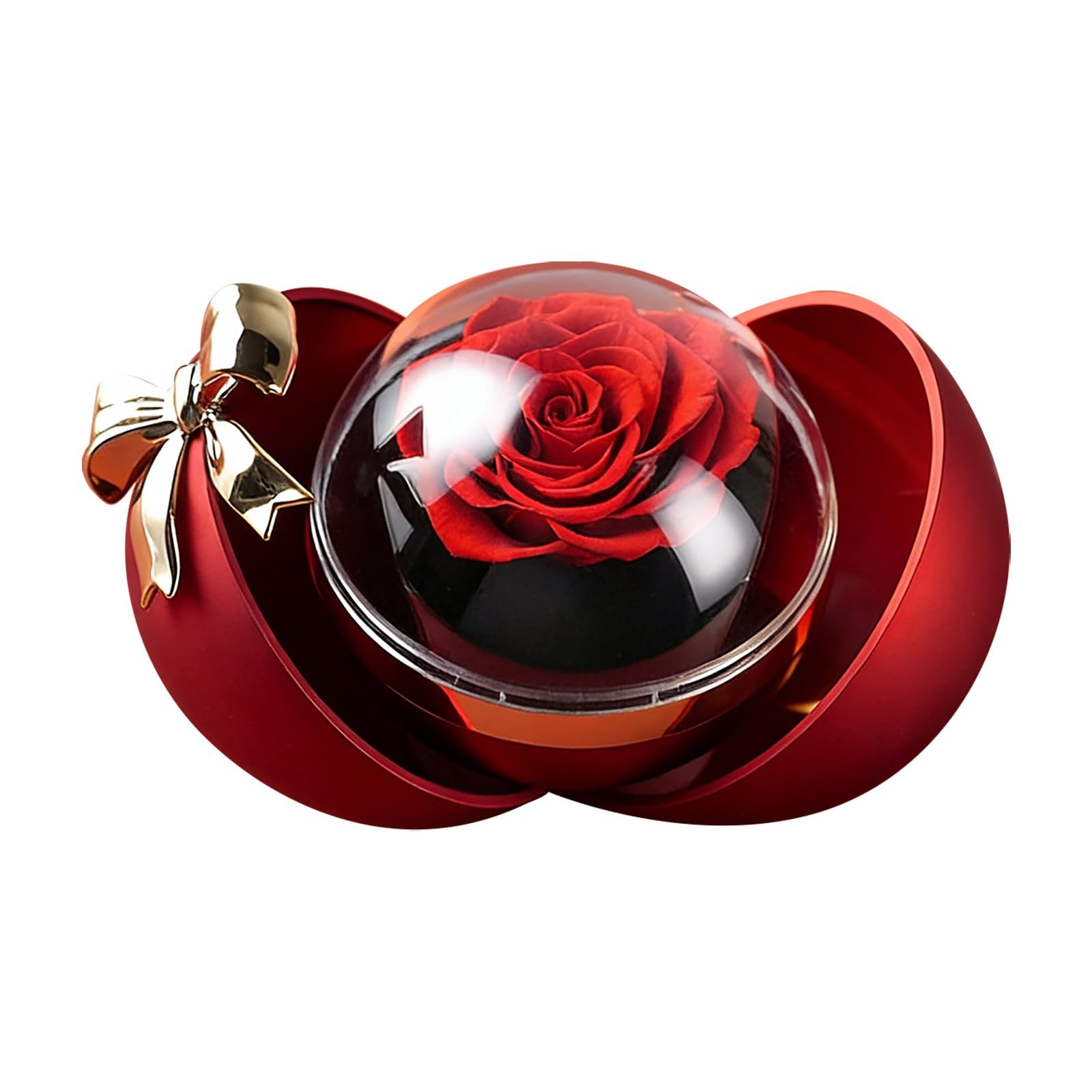 Rosa eterna in scatola sferica a doppia apertura, elegante regalo per festa della mamma, San Valentino, regalo di compleanno per mamma o fidanzata
