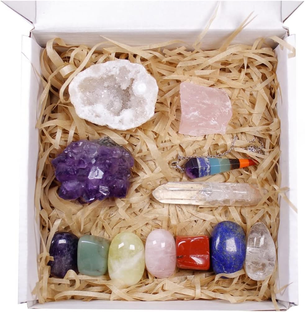 Crystal Stone Home Decor 12pcs Natural Crystal Stones Gemstones Seven Chakra Amethyst Cluster Quartz