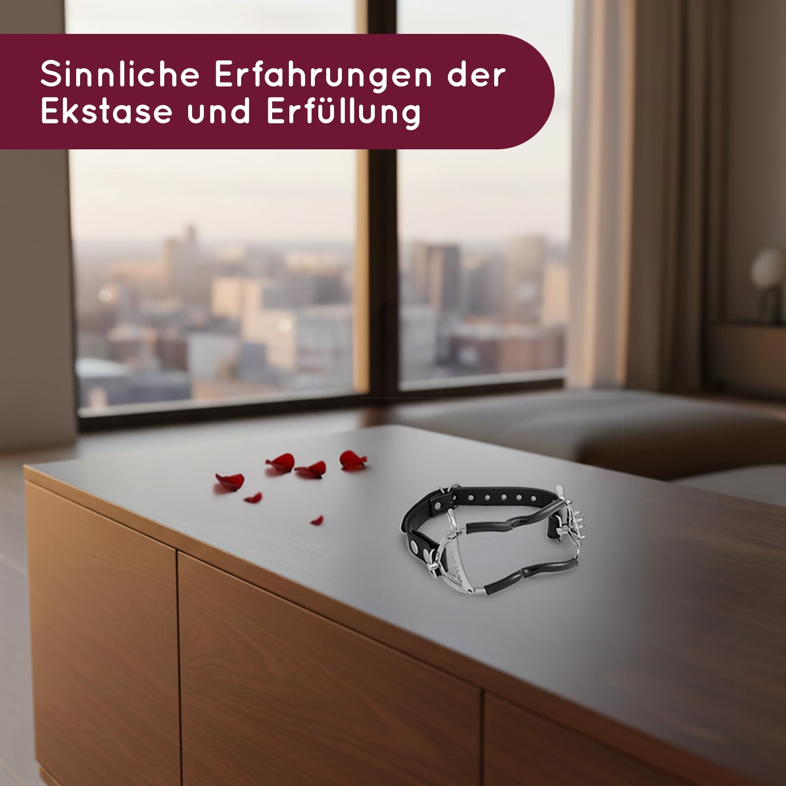 Mundspreizer für Sex aus Stahl mit Zahnschutz und verstellbarem Nackenriemen – stufenweise einstellbar per Ratschenmechanismus, max. 5 cm Öffnung, Bondage BDSM Zubehör für Paare (MS2)