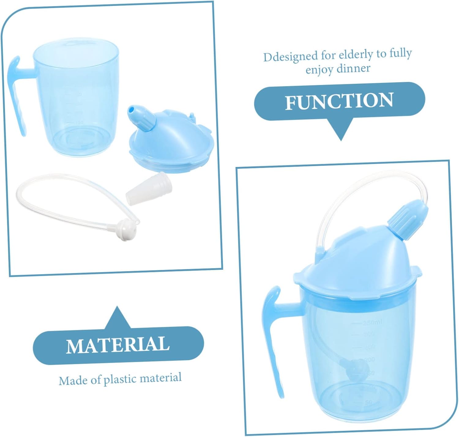 Safe Plastic Straw Cup for Elderly Sippy Cup for Disabled Patients Reusable