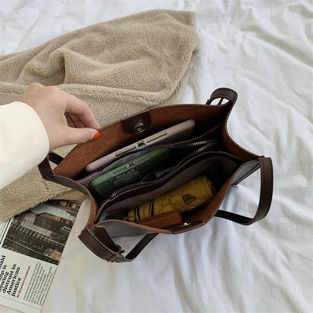 Bolso de Mano para Mujer, Bolso de Hombro de Cuero, Bolso de Mano de Lujo, Bolso de Compras de Gran Capacidad de Color sólido, Bolso de Mujer con Bolsillos