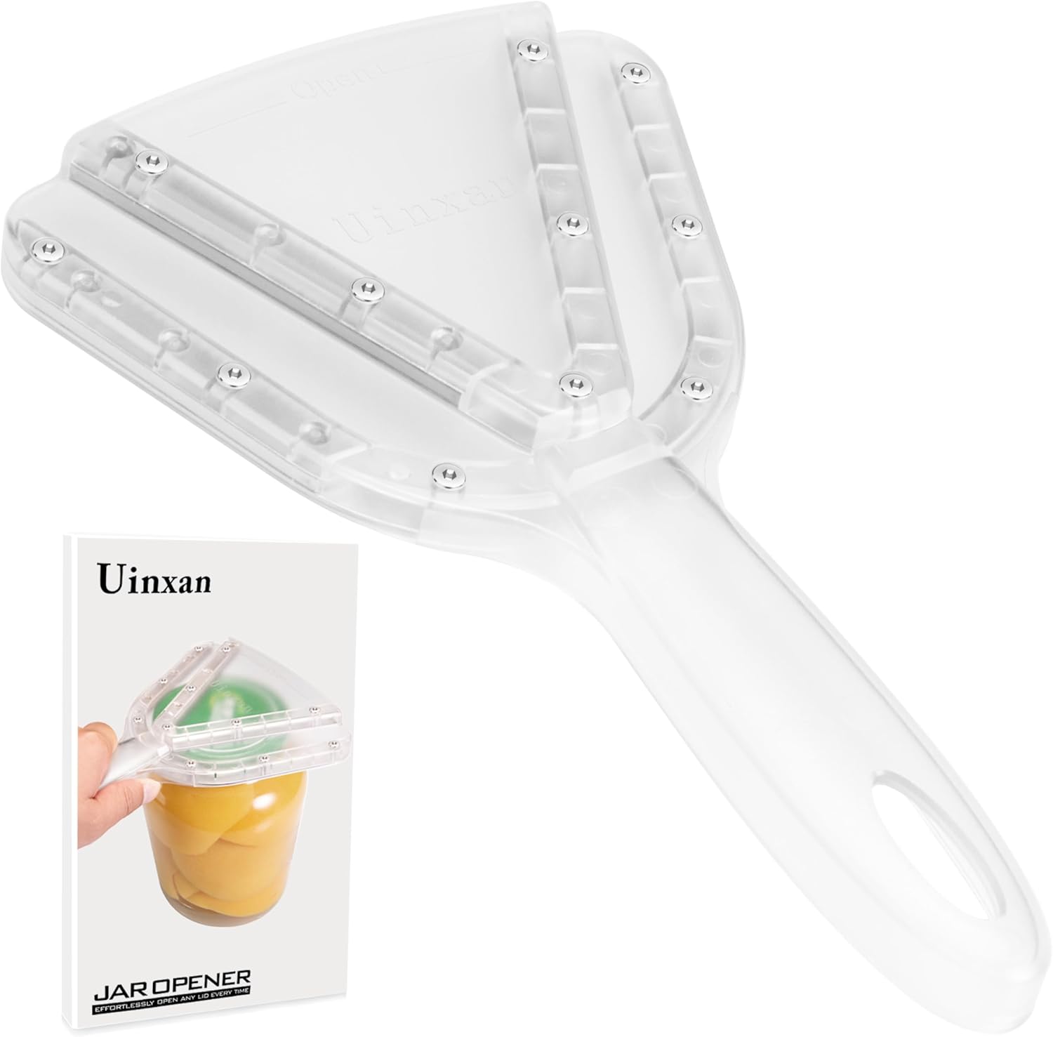 Uinxan Jar Opener for Weak Hand & Seniors with Arthritis,Easy Twist Off Bottle Caps,Patent | Unique Kitchen Gadgets,Handheld Lid Top Open for Elderly/Women/Men (Transparent)