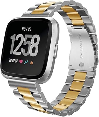 Compatible for Fitbit Versa/Versa 2/Versa Lite/Versa SE Watch Band Stainless Steel Metal Strap for Fitbit Versa Smartwatch Accessories Women Men