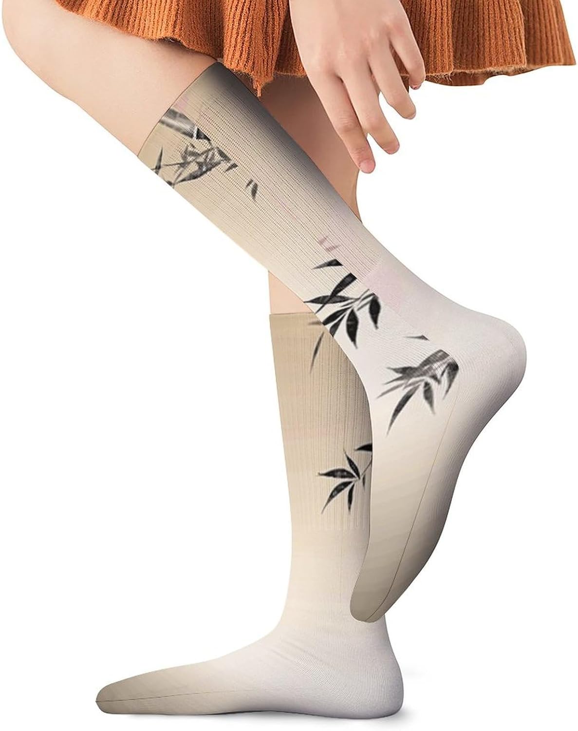 Breathable Crew Sock, Moisture Wicking, Athletic Calf Socks, Cozy | Flower Compression Socks for Women Men, Lightweight High Work Socks for Business, Casual
