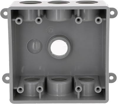 BELL PDB77550GY Two-Gang Weatherproof Box Seven 1/2 in. or 3/4 in. Threaded Outlets, 2 in, Gray
