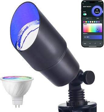 iYogaled RGB Low Voltage Landscape Lighting, Smart Landscape Spot Lights Outdoor, 12 Volt Color Changing Landscape Lights with Remote/APP/Voice Control, Outdoor Uplights for Garden Yard.