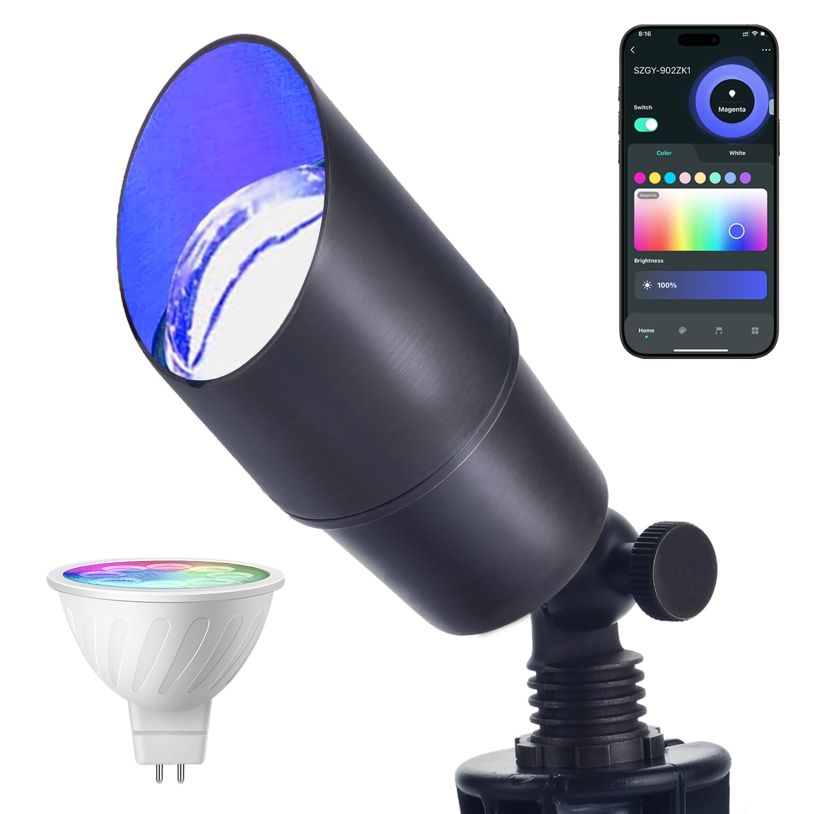 Low Voltage RGB Landscape Lighting, Mini Aluminum Landscape Lights Outdoor, 12 Volt Color Changing Landscape Lights with Remote Control, Outdoor Raised Lights-image-0