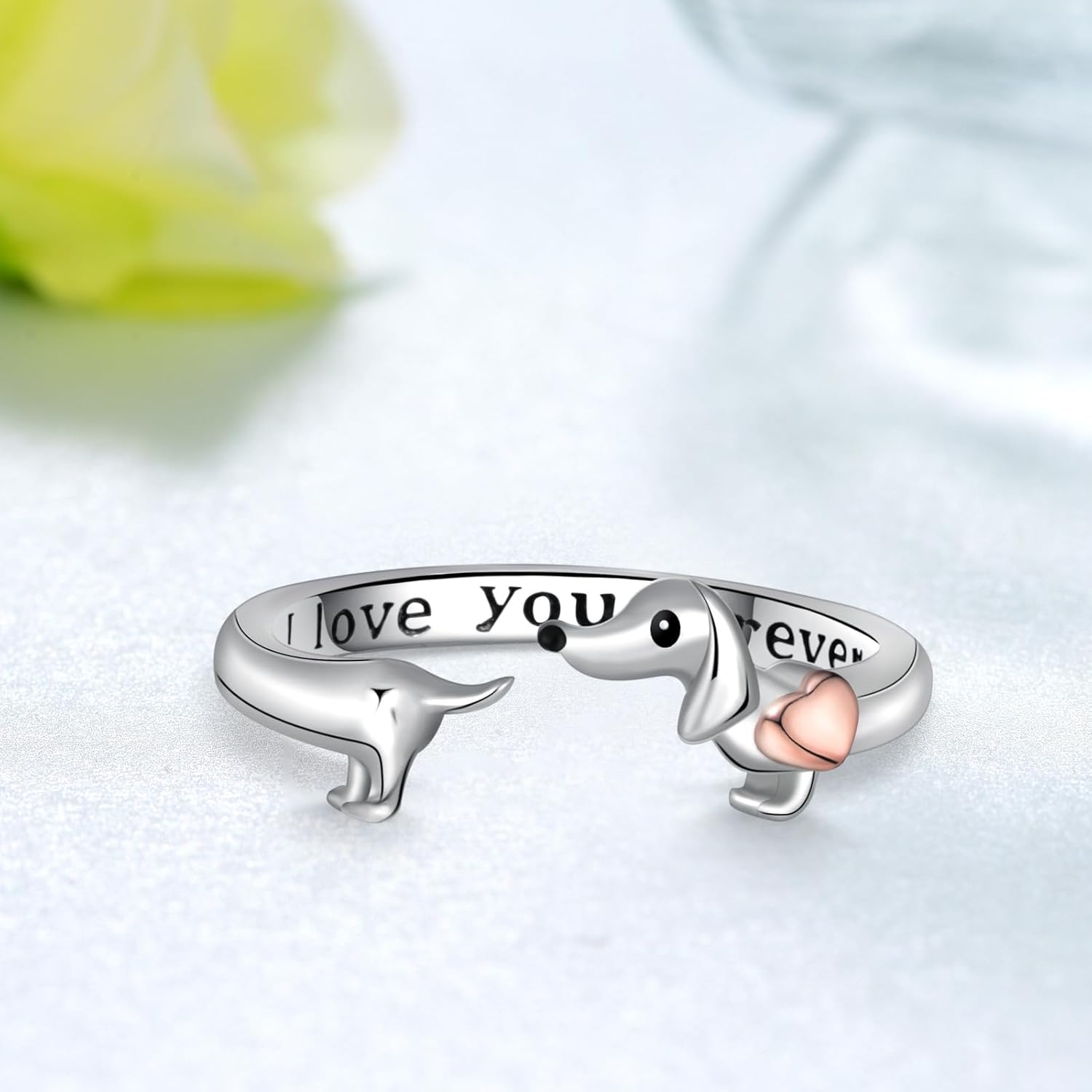 Dachshund Rings for Women 925 Sterling Silver Dachshund Open Rings Cute Adjustable Wiener Dog Jewelry for Women - Image 3