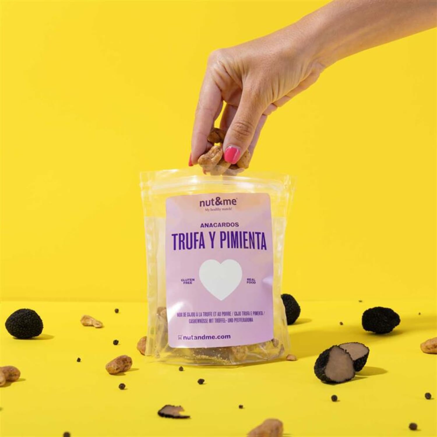 Anacardos sabor Trufa y Pimienta 500 gr | Dieta Keto | 3 ingredientes | Snacks Saludables | Vegano | Sin Gluten | Low Carb |