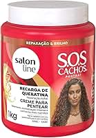 Salon Line, Creme de Pentear, SOS Cachos, Recarga de Queratina, Vegano - Para Cabelos Cacheados e Crespos, 1kg