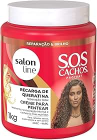 Salon Line, Creme de Pentear, SOS Cachos, Recarga de Queratina, Vegano - Para Cabelos Cacheados e Crespos, 1kg