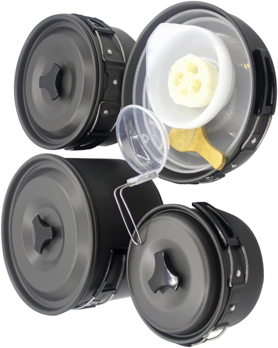 KICHOUSE Picnic Cooking Kit Person Cookware Set Portable Convenient for Camping Hiking