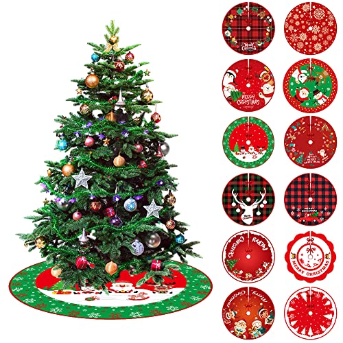 Saia para árvore de Natal, enfeites de árvore de Natal, estampa de Natal, tapete de árvore para deco