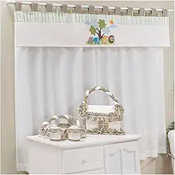 Cortina Infantil 2,00 X 1,60 Bordada Decoração Quarto de Bebê Menina Menino (Esconde-Esconde)