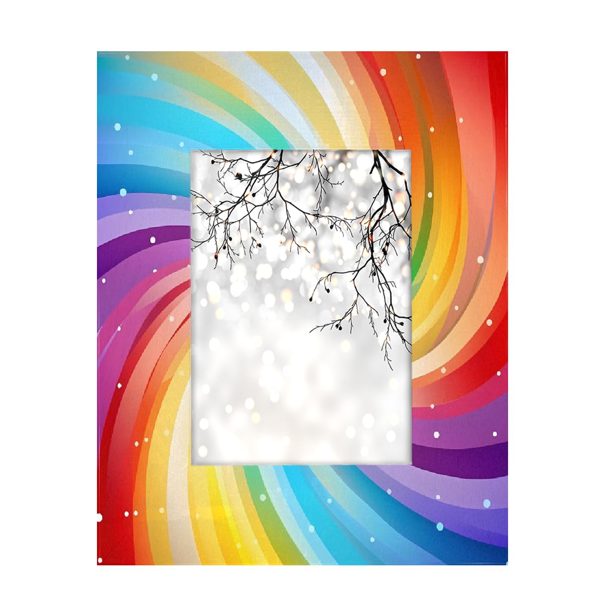7x5 Photo Frame Rainbow Colorful Swirl Photo Frames with Stand Hanging Hook Wall Tabletop Decor Picture Frames