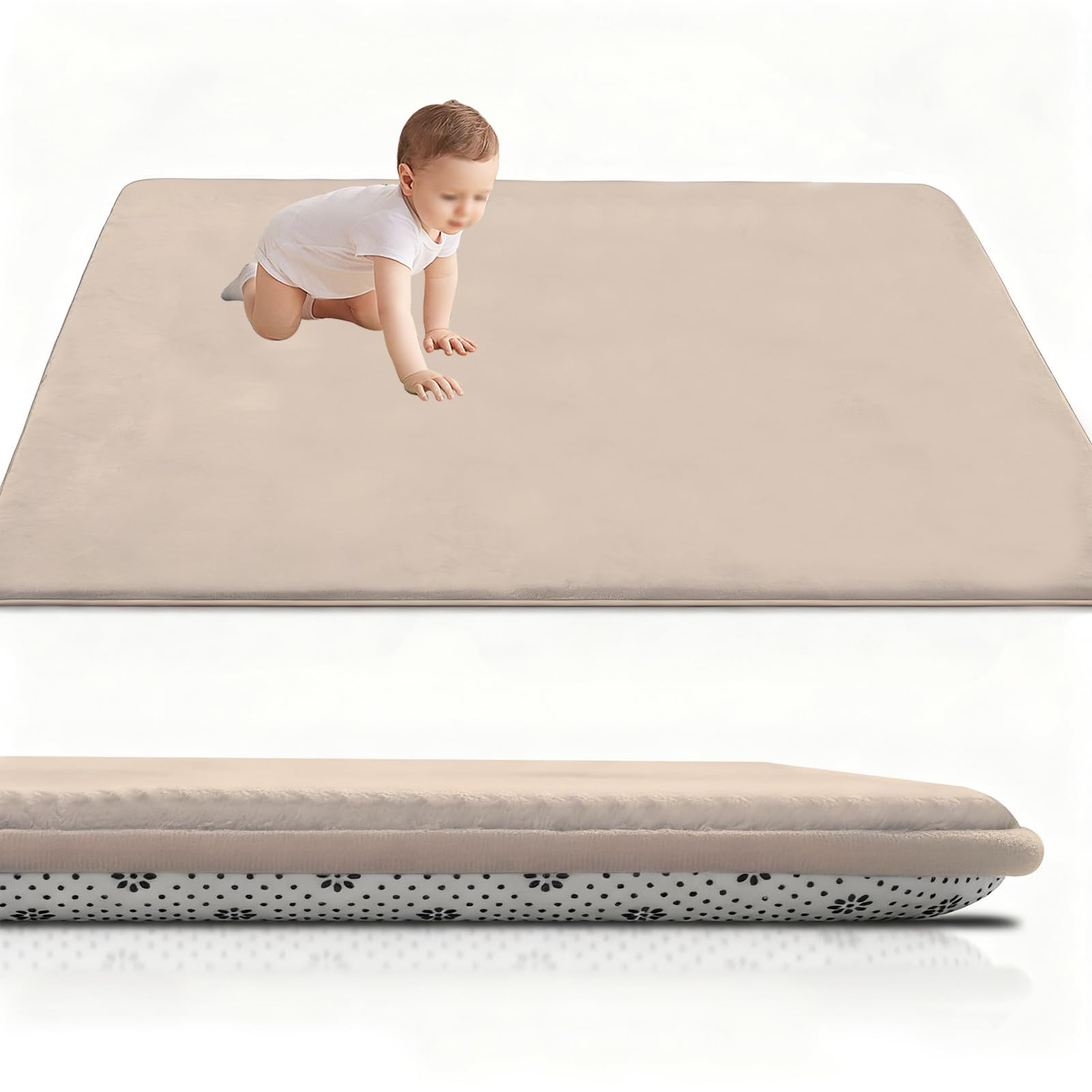 Tapis de Jeu pour bébé 120 x 180 cm 2cm, Tapis de Jeu Multifonctionnel pour bébé, Tapis de Jeu en Velours Corail Chambre Enfant, Tapis motricité bébé, Tapis Bebe Epais, Antidérapant