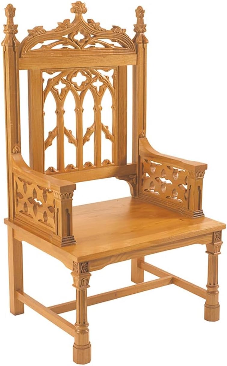 Canterbury Collection Celebrant Chair Medium Stain Maple Hardwood Chairs for Church Use, 25 Inch W x 45 Inch H x 20 Inch D