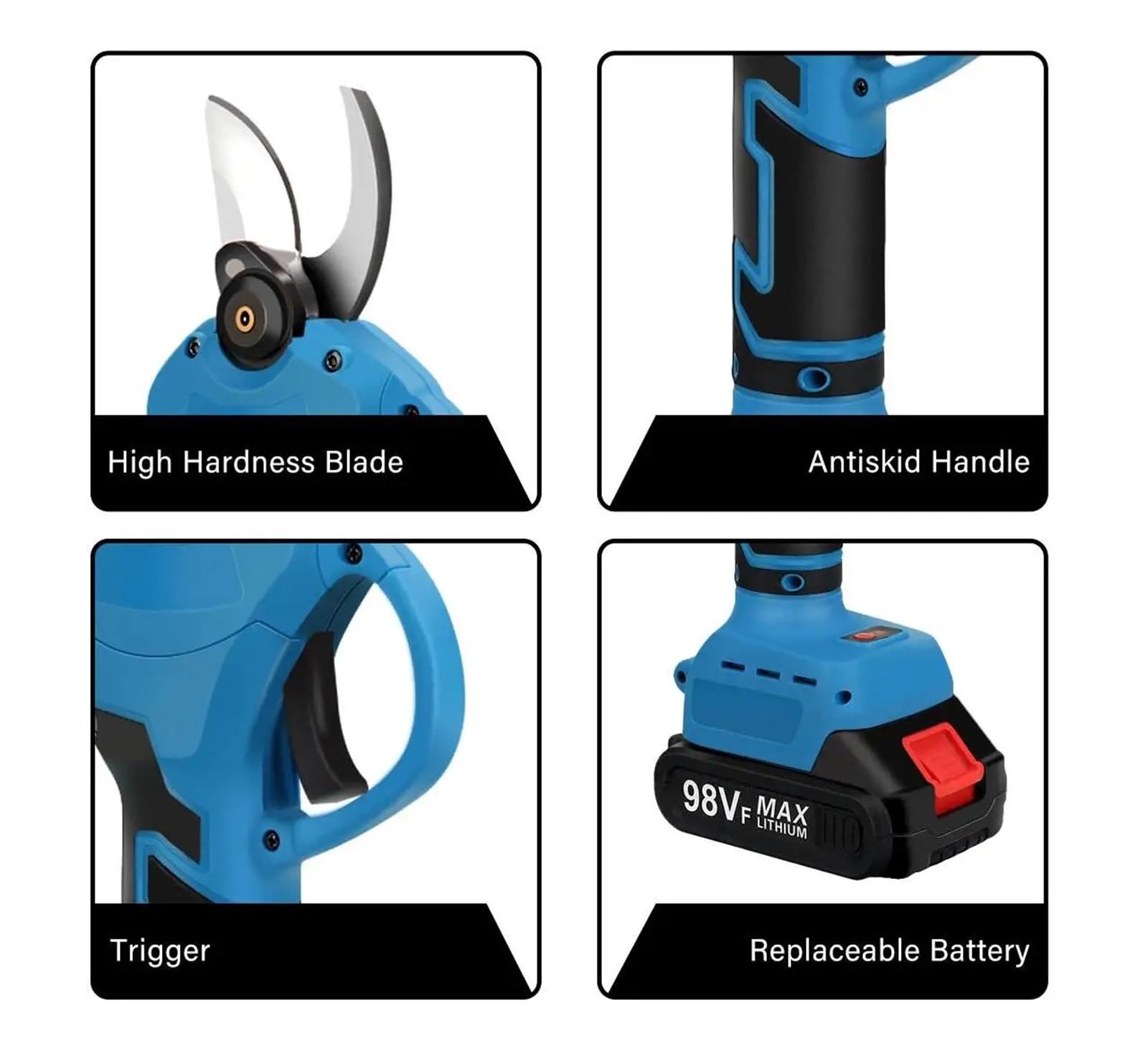 Tijeras de podar eléctricas inalámbricas 1500W, podadora ramas árbol recargable, podadoras jardín 30mm, herramienta eléctrica con 2 baterías,Serie profesional