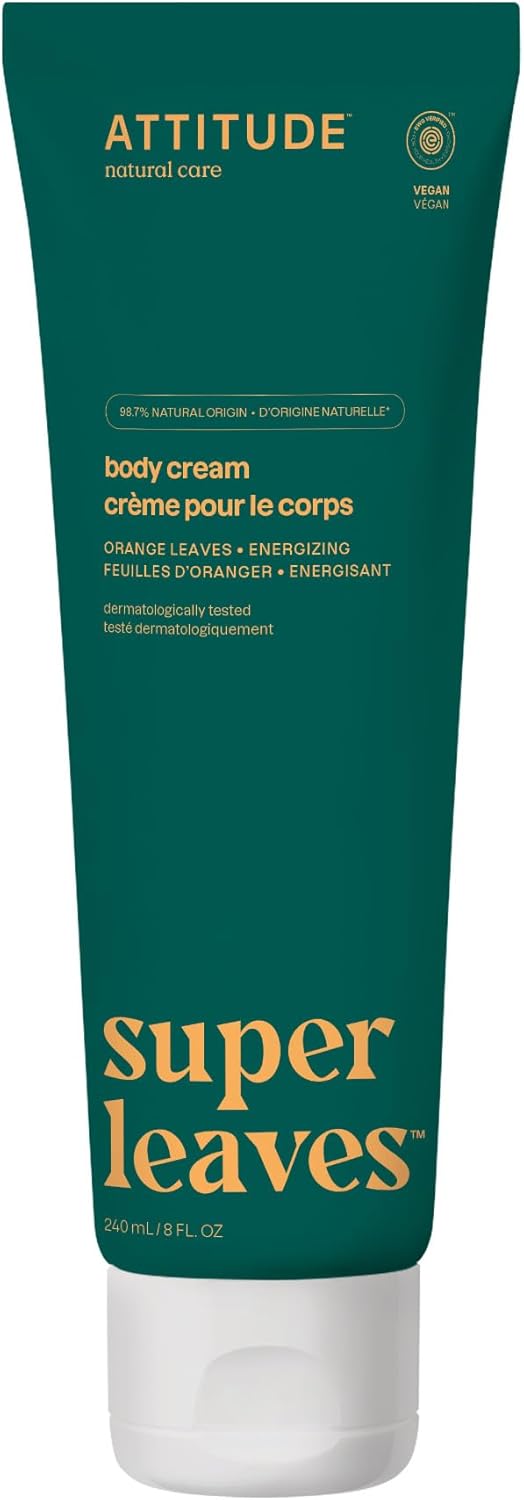 ATTITUDE Body Cream, EWG Verified Moisturizer, Vegan Moisturizing Products For Dry Skin, Dermatologically Tested, Orange Blossom & Eucalyptus, 240 mL