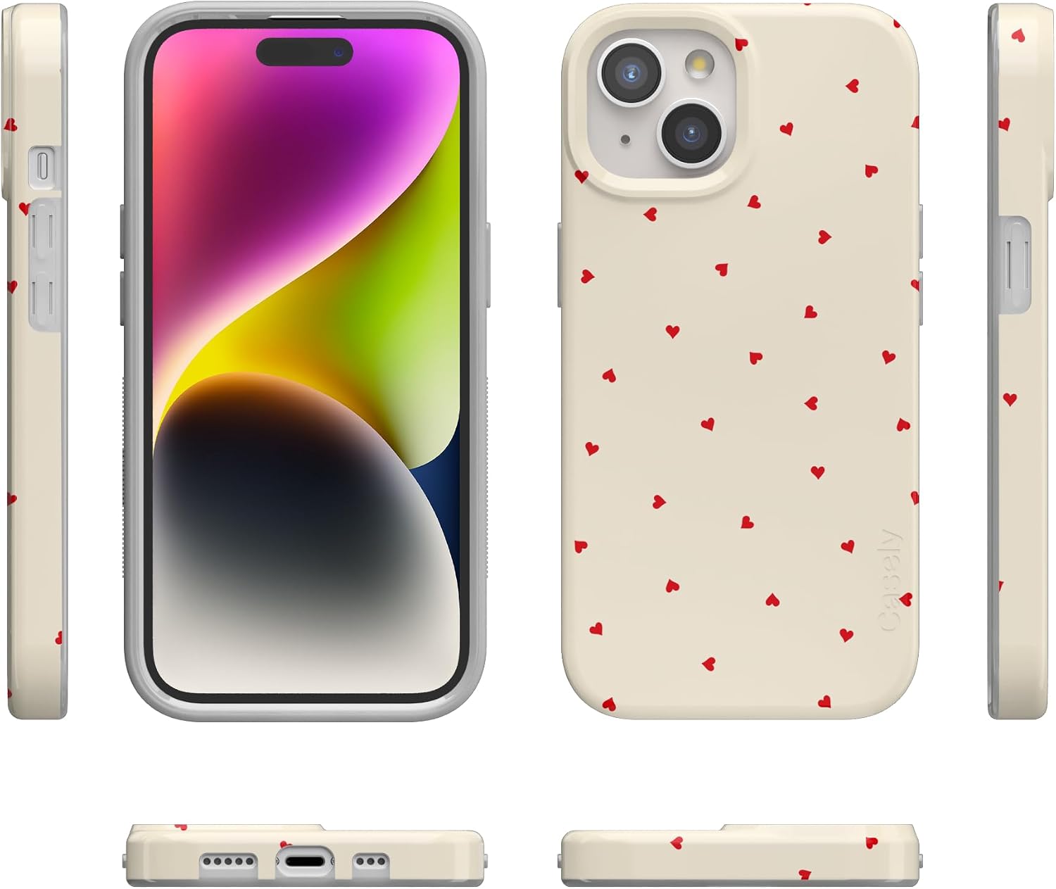 Casely iPhone 15 Plus Case | Be Mine | Tiny Hearts | Compatible with MagSafe | Classic Ultra Slim Design