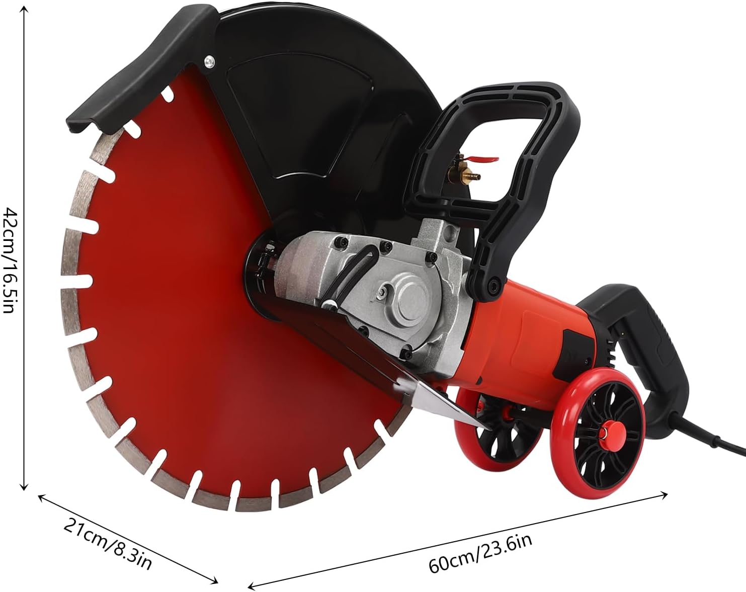 Electric Concrete Saw, 16 inch Circular Saws with Saw Blade and Rolling Pulley, 4000W 3000RPM Wet Disk Saws Cutter Adjustable Cutting Depth for Granite, Porcelain, Wood, Concrete, Stone