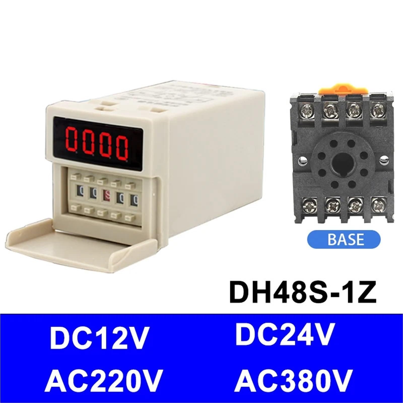 DH48S-1Z Programowalny cyfrowy przełącznik czasowy LED z gniazdem podstawowym 12 V 24 V 220 V 380 V Delay Timer 0,01S-99H99M (DCAC12V)