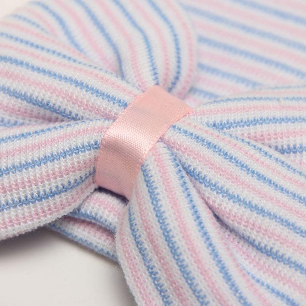 DRESHOW BQUBO 4 Pack Newborn Hospital Hat Infant Baby Hat Cap with Big Bow Soft Cute Knot Nursery Beanie