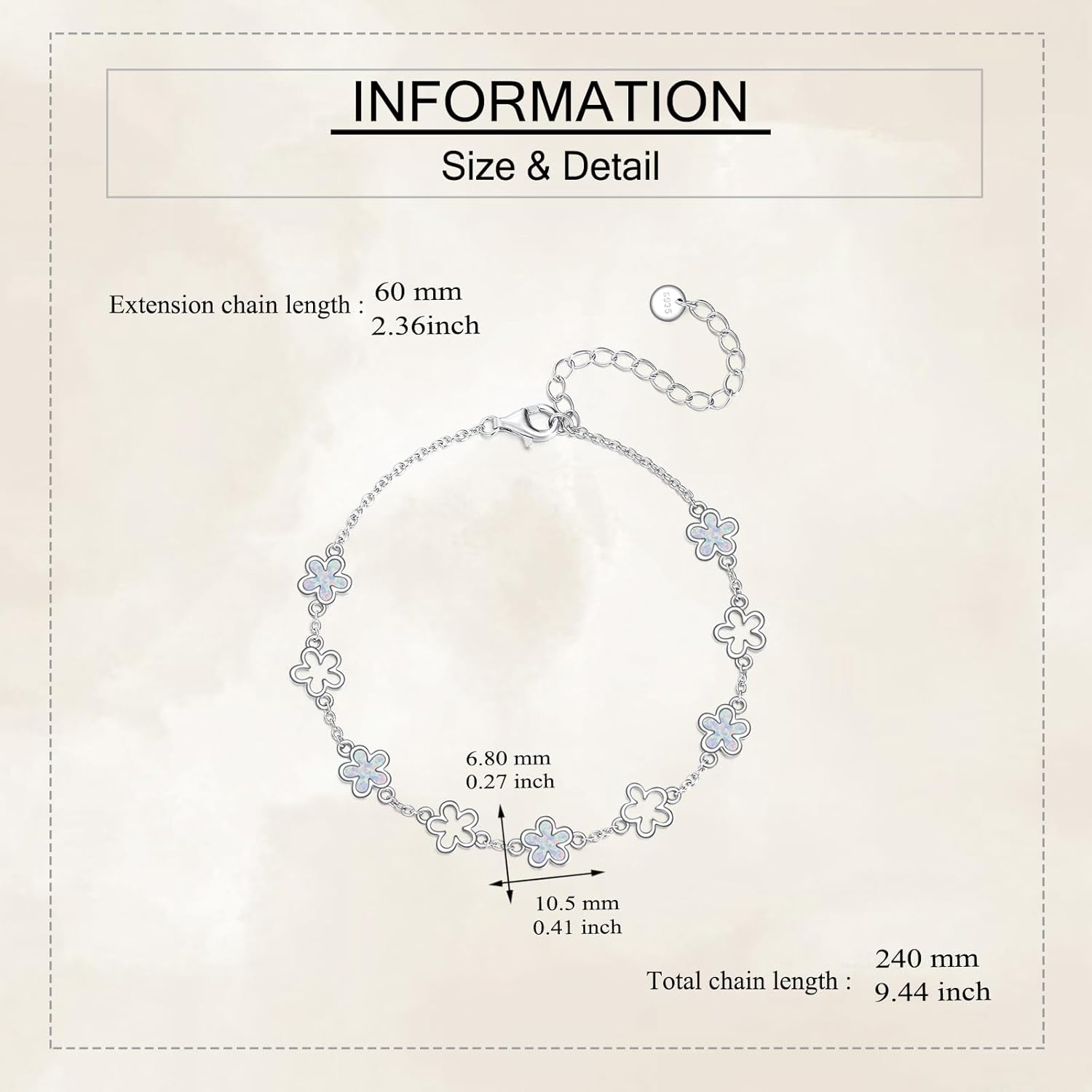 Bracelet for Woemn 925 Sterling Silver Hummingbird/Flamingo/Tulip/Rose/Opal Flower/Evil Eye/Moon Phase/Paw Print Bracelets Summer Jewelry Holiday Gifts for Lover Mom Wife - Image 6