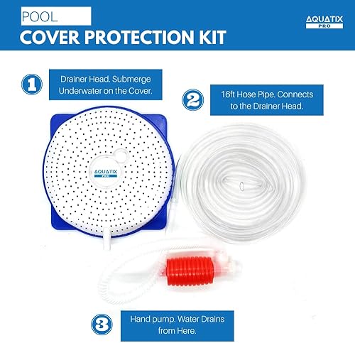 Miniatura 4 de Aquatix Pro kit de secador de alberca para suelo con cubierta sifón y bomba y manguera de 16 pies