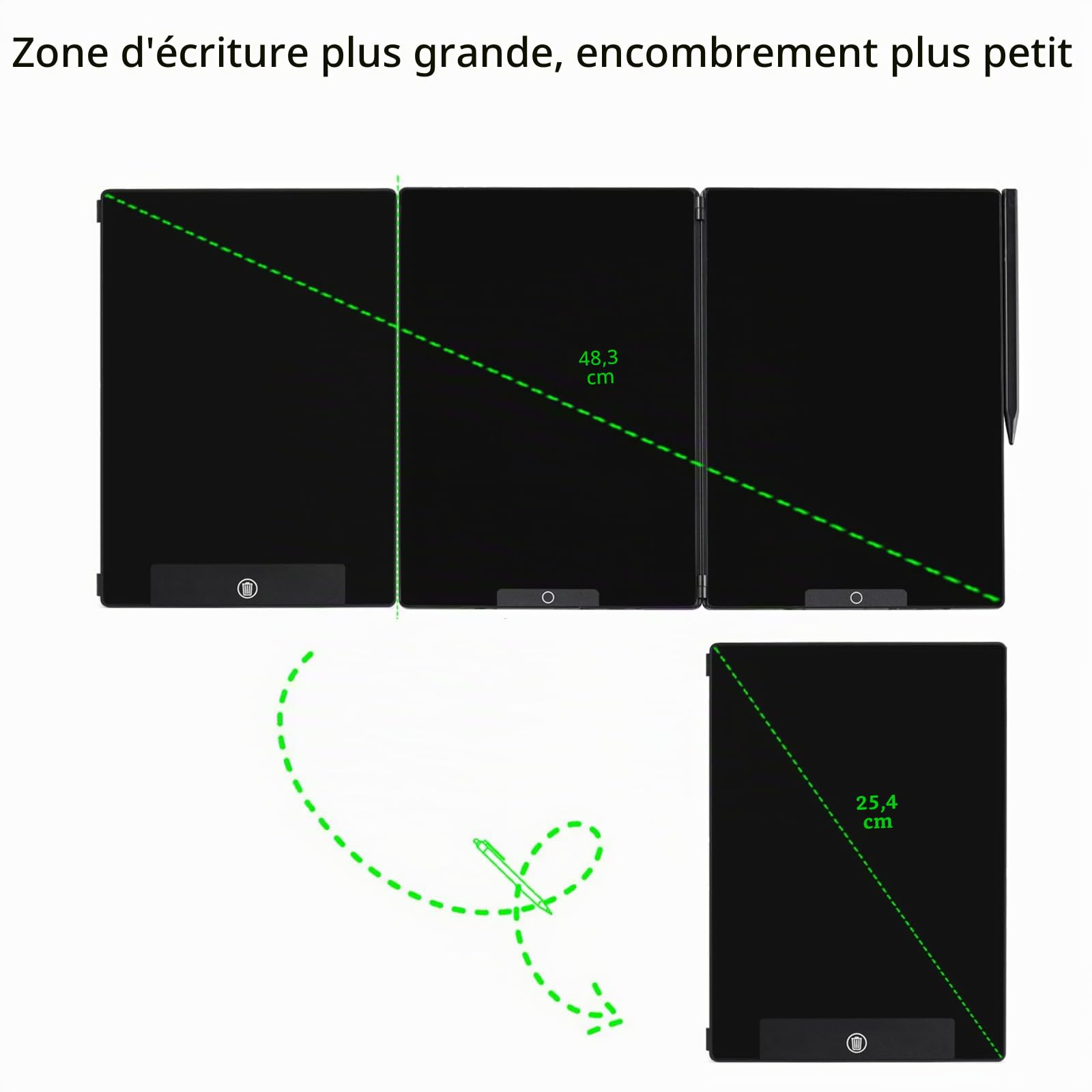 Czemo Tablette LCD Écriture Adulte 14.3 Pouces Réutilisable Ardoise Électronique Bloc Notes