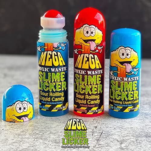 1 Pack Slime Licker Mega Size 3 Oz. - Sour Rolling Liquid Candy - Blue Razz Flavor Tiktok Challenge, 3 Fl Oz (Pack Of 1) #TOP3