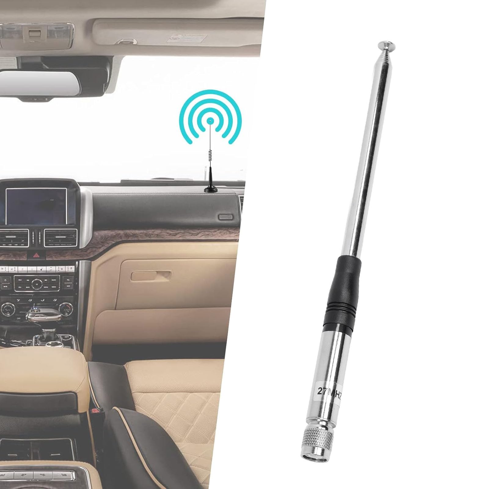 CB Portatile Portatile per President Randy 3, Migliora il Segnale, 27 MHz TNC Maschio, Telescopica, Guadagno 1,8 DBi, Compatibile con la Radio Portatile Escort 72
