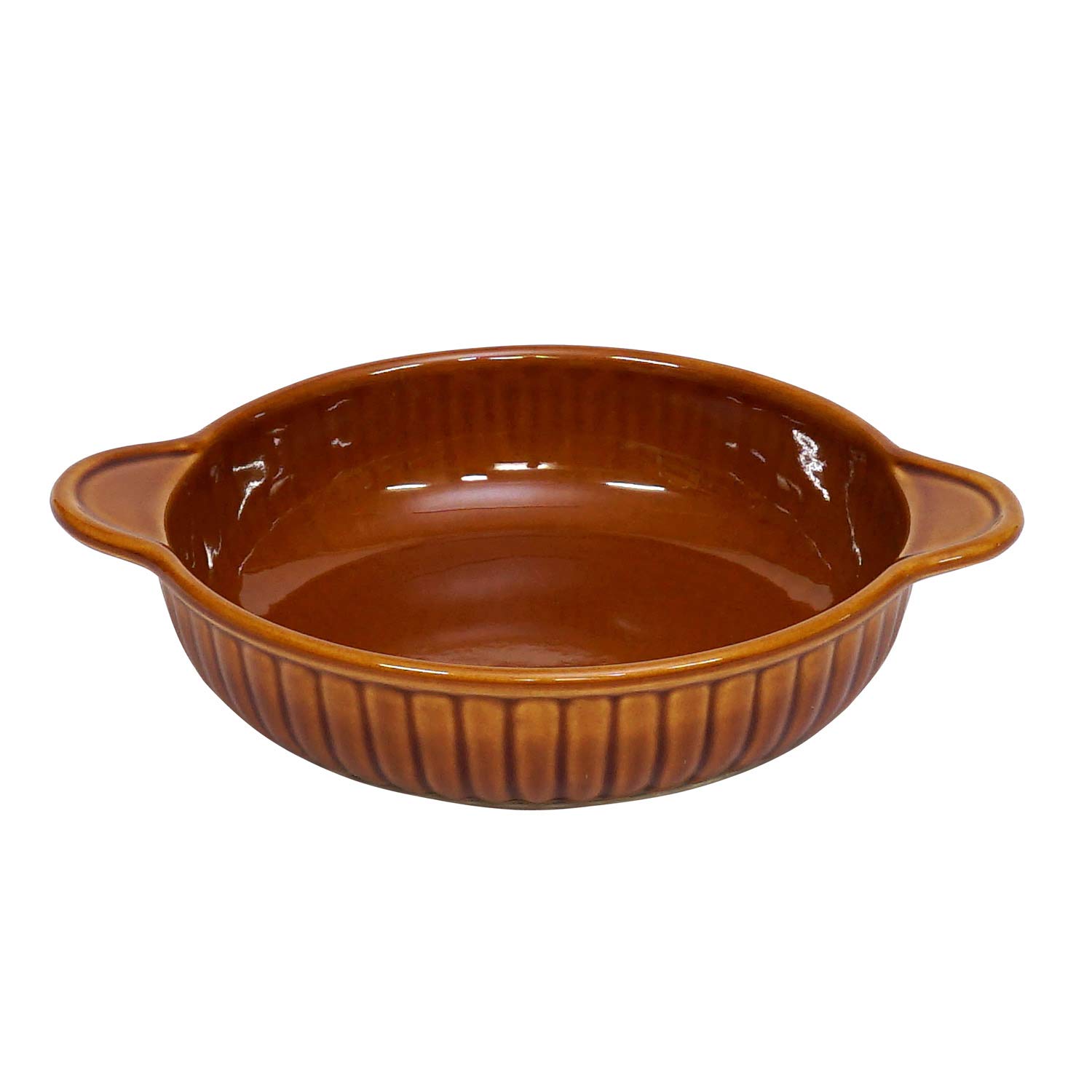 Thermal Minamoto no Ceramic Au Gratin Dishes of Muscle Round Brown Large m4782