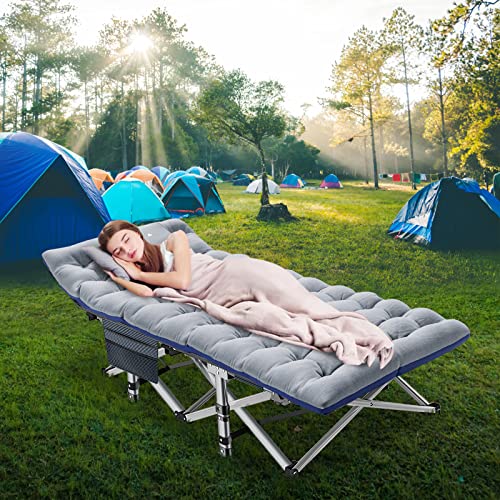 Lilypelle Folding Camping Cot, Heavy Duty Sleeping Cots With Carry Bag, Double Layer Oxford Portable Travel Camp Cots For Home, Office Nap And Outdoor Beach #TOP2