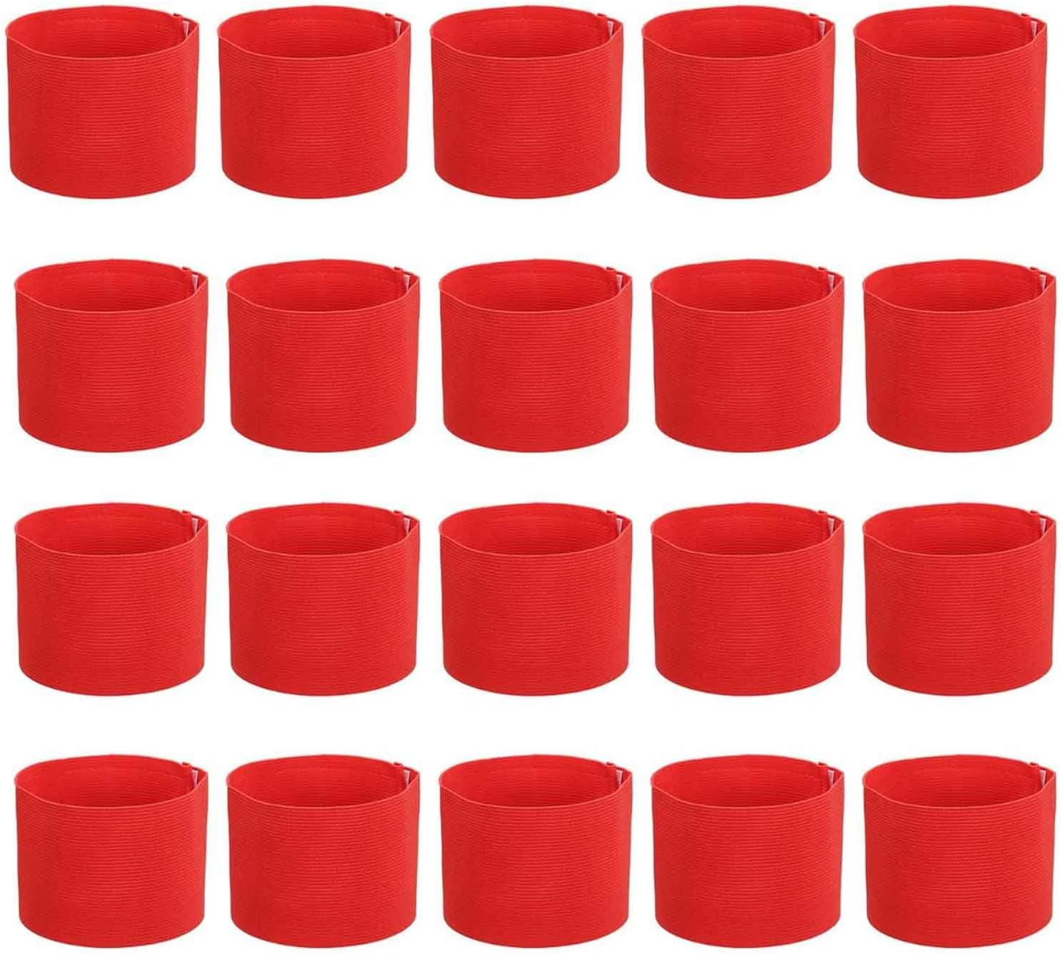 20 Pack Soccer Captain Armband, Elastic Red Captain Arm Bands for Youth & Adult Football Team Training, Breathable Nylon with Adjustable Hook & Loop, Team Sports