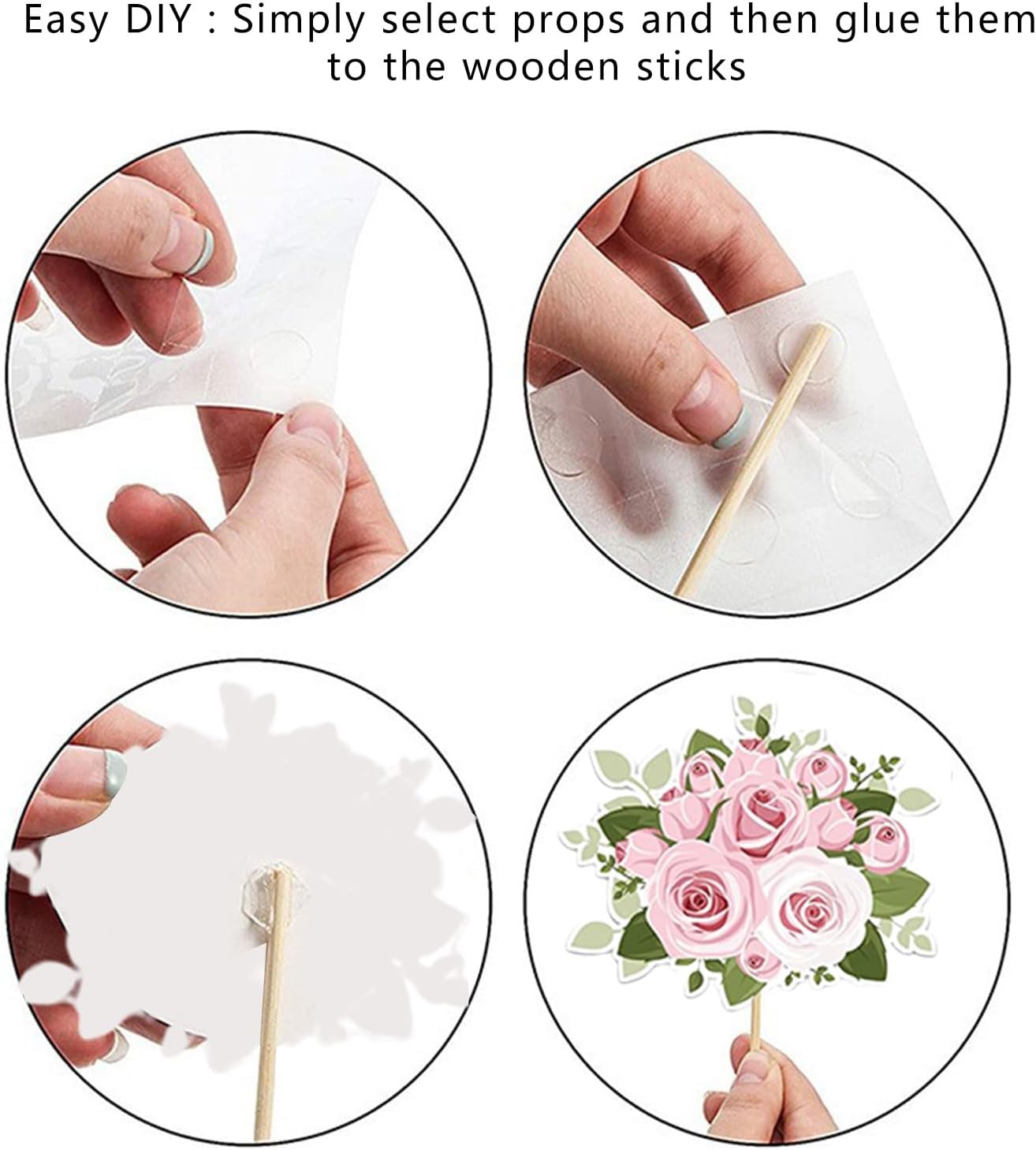 Bridal Shower Photo Booth Props, 23-Piece Rose Gold Wedding Set