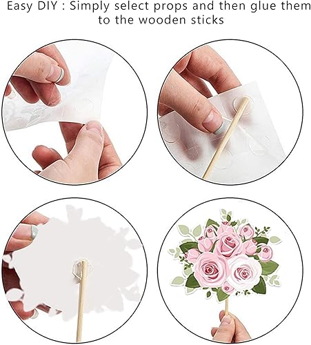 Miniatura 5 de Mayzurain Accesorios para cabina de fotos de boda, decoraciones de despedida de soltera, decoraciones de fiesta de compromiso en oro rosa, rosa con