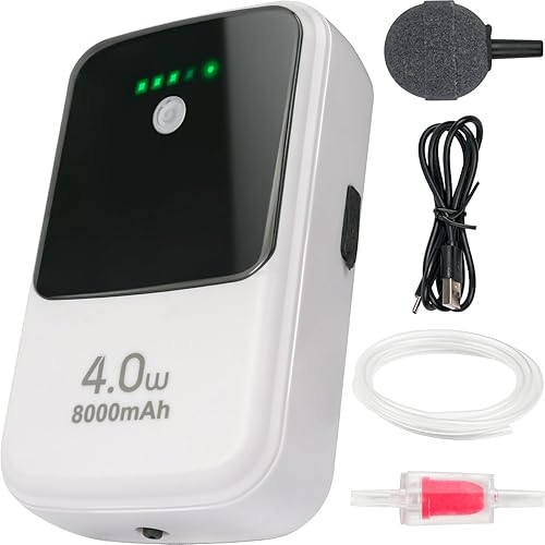 Miniatura 6 de Ghosthorn Aireador recargable silencioso de modo de funcionamiento dual para peces, bomba de aire de acuario de gran capacidad con clip universal 1