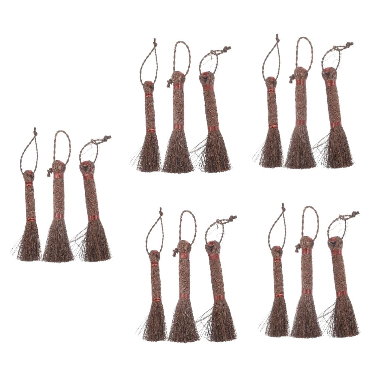 Happyyami 5sets Garden Supplies Broom for Bonsai Cleaning Palm Fiber Brush Scrub for Planter Washing 3pcs*5