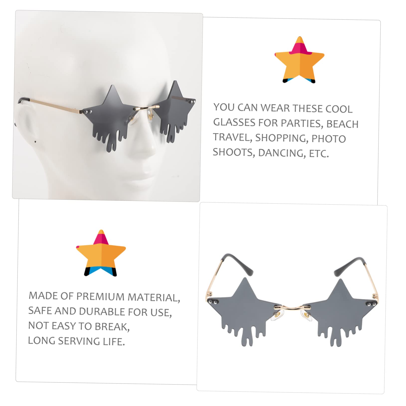 5paare Randlose Sonnenbrille Im Sternen-design Für Frauen Und Männer Für Partys Festivals Und Alltag Leicht Und Stylisch Für Jedes Outfit