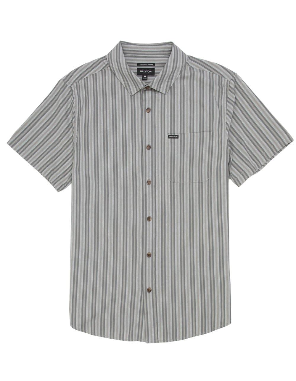 Brixton Charter Stripe Shirt - Charcoal Grey, Charcoal Grey, XL