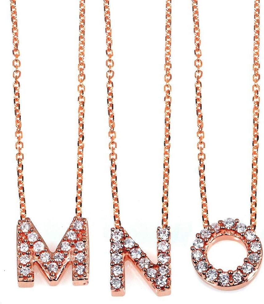 Kobelli Small A-Z Letter Diamond Pendant Rose Gold