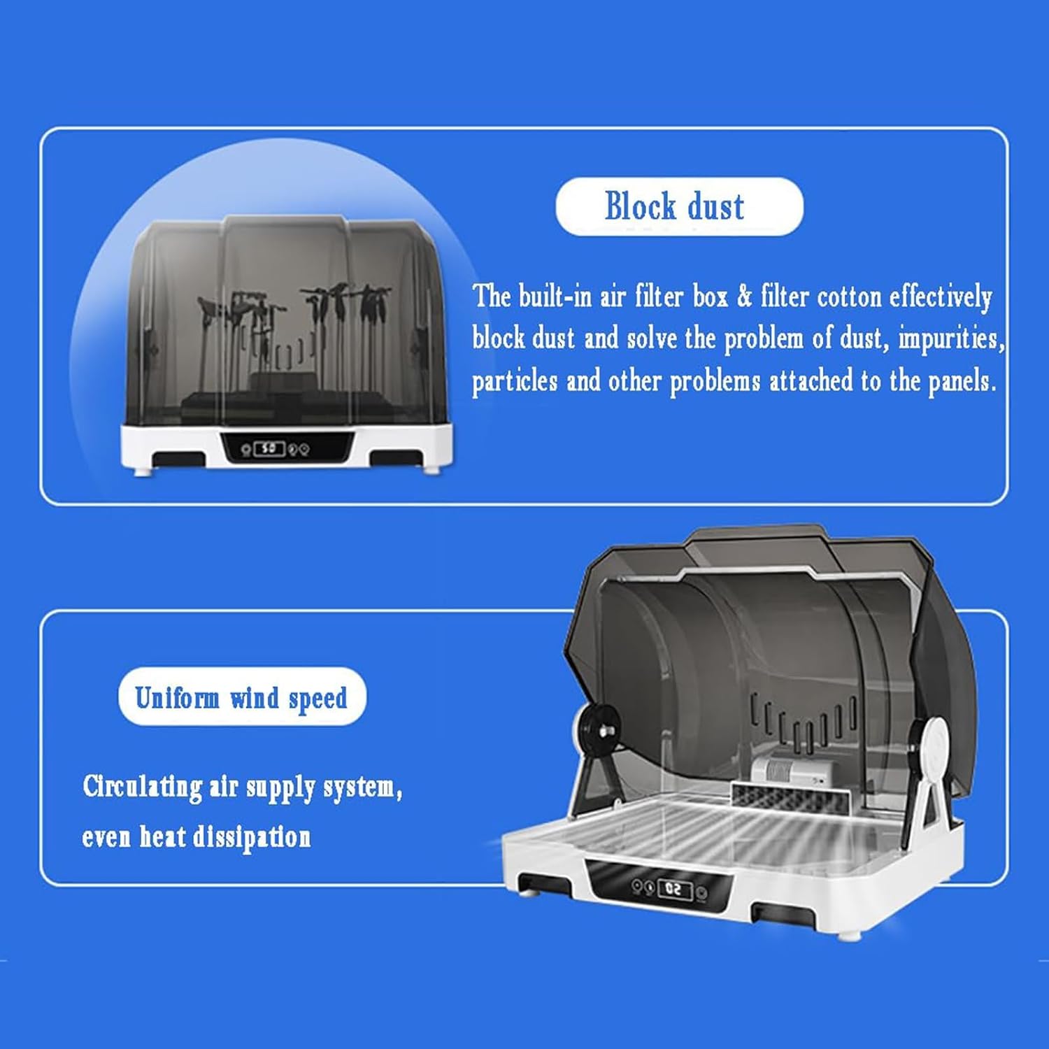 Paint Booth Airbrush Spray Booth Kit, Airbrush Drybooth, with Water Filter Box and Transparent Dust Cover, 20-50℃ Temperature Adjustment, 10-180min Time Setting, for Painting Model Craft Hobby DIY