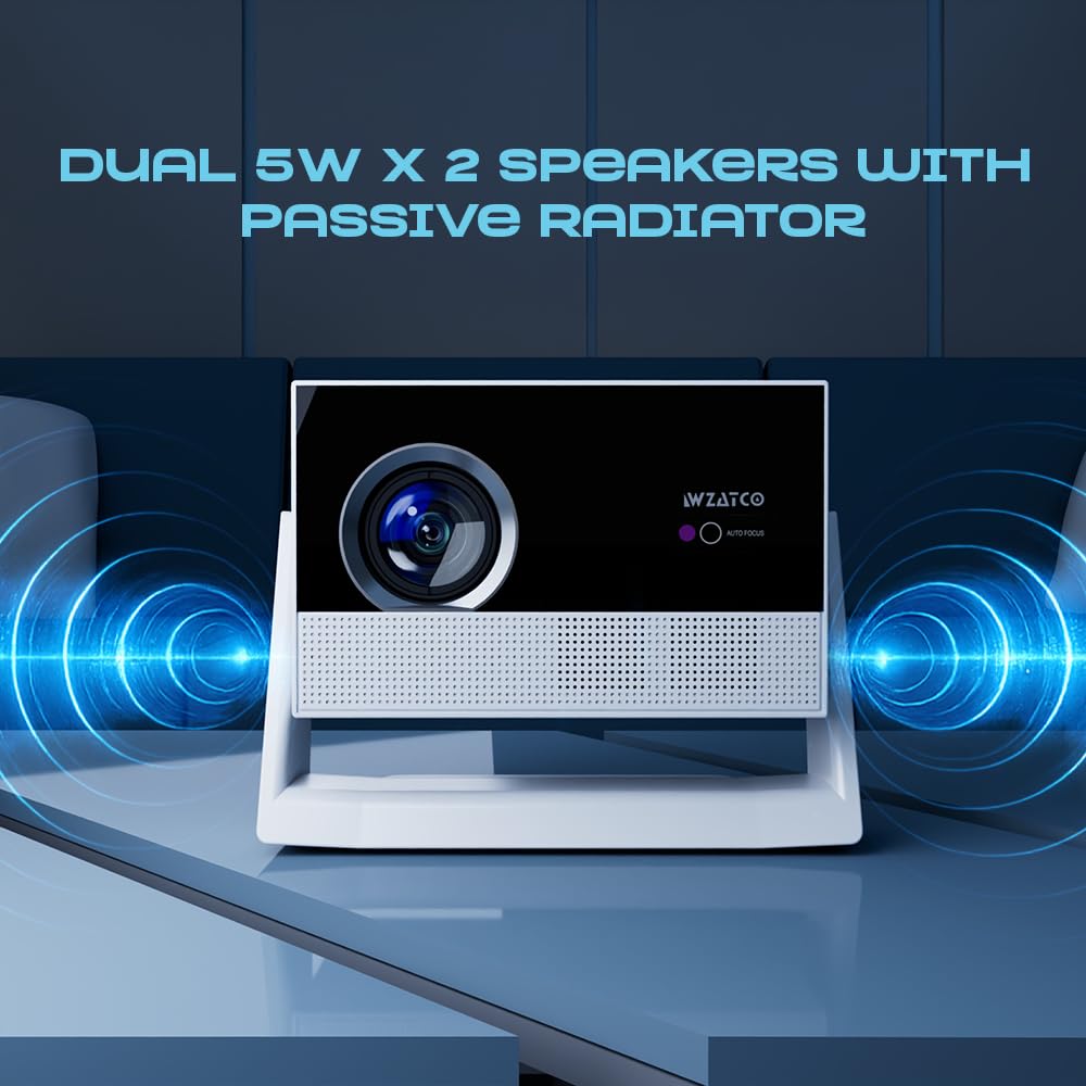WZATCO Lunar Fully Automatic Native 1080P Android 14 Projector 4k Ultra HD for Home | Sealed Engine | 750 ANSI | ARC | Dual Speakers — Amazon image 5