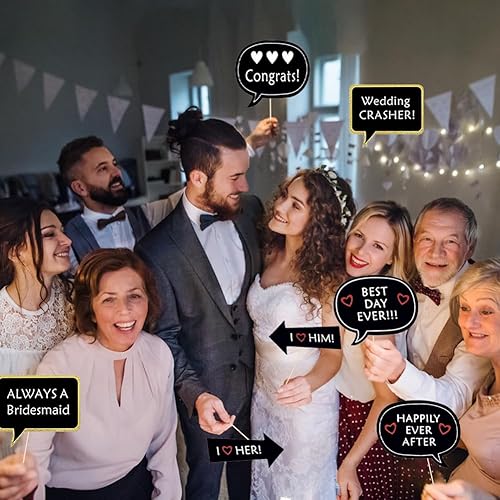 Miniatura 5 de 52 accesorios para cabina de fotos de boda con palo, accesorios divertidos para cabina de fotos, suministros de fiesta de boda para novia, novio,