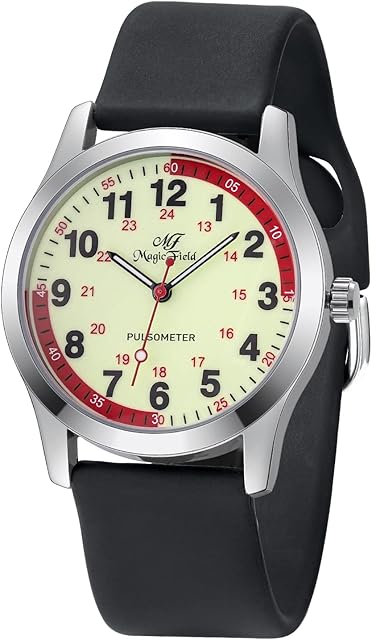 ManChDa Women's Watch Wrist Watches for Women Ladies Quartz Easy Read Silicone Strap Luminous Hands Waterproof Pulsometer Analog Second Hand Watches Nurse Doctors Medical Professionals Students Watch